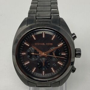 Michael Kors Dean Chronograph Watch Men 47mm Black Date MK8276 New Battery 7.75"